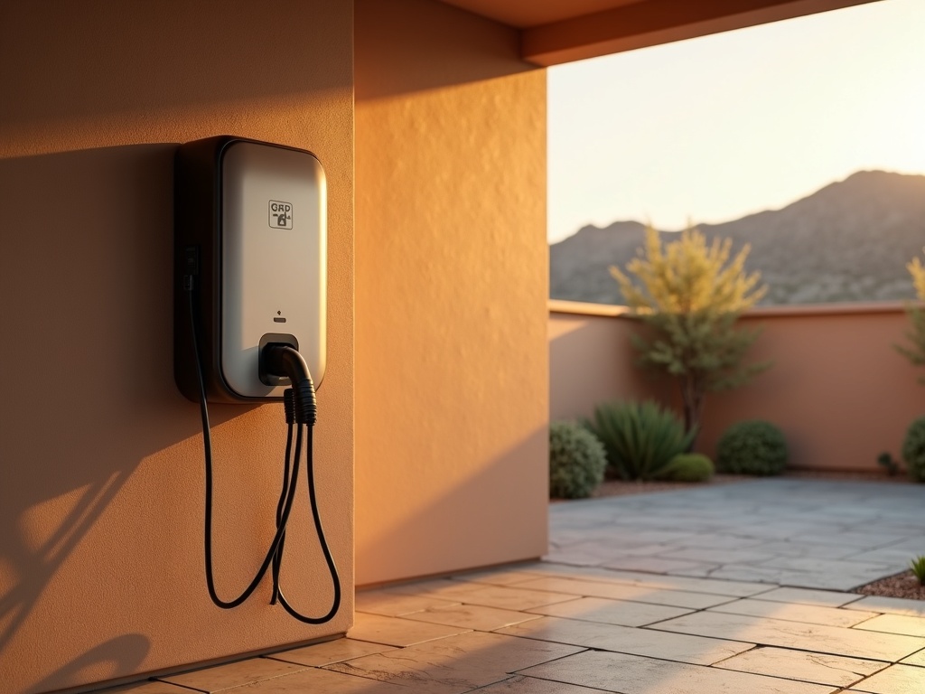Fountain Hills, AZ An EV charger installation by an electrician in Fountain Hills AZ at a Sunridge Canyon golf community home along Golden Eagle Boulevard