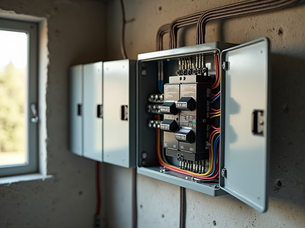 Commercial Electrical Services Neatly installed commercial electrical services subpanel with organized conduit runs inside a Maricopa County retail build-out