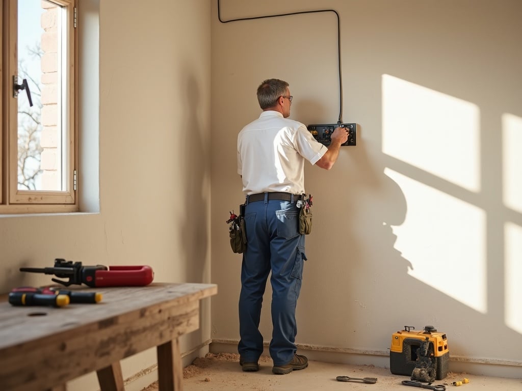 A licensed electrician performing a panel replacement inside a Phoenix AZ home near the Biltmore District — electrician in Phoenix AZ