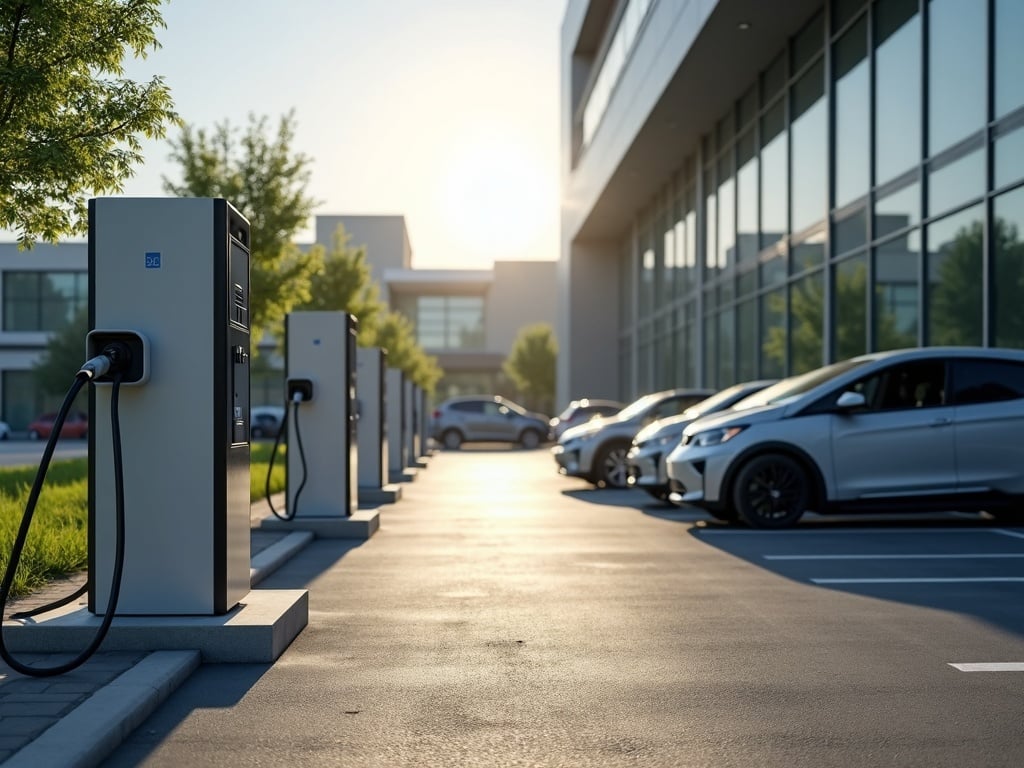 Commercial Electrical Installation Newly installed commercial EV charging stations as part of a complete commercial electrical installation services project at a Scottsdale business property