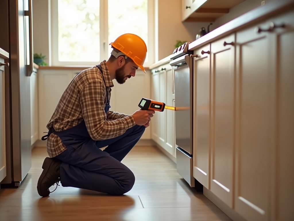 Thermal Imaging Electrical Repairs & Hot Spot Detection An electrician using thermal imaging electrical repairs technology to diagnose a kitchen outlet circuit issue in a Scottsdale residential home