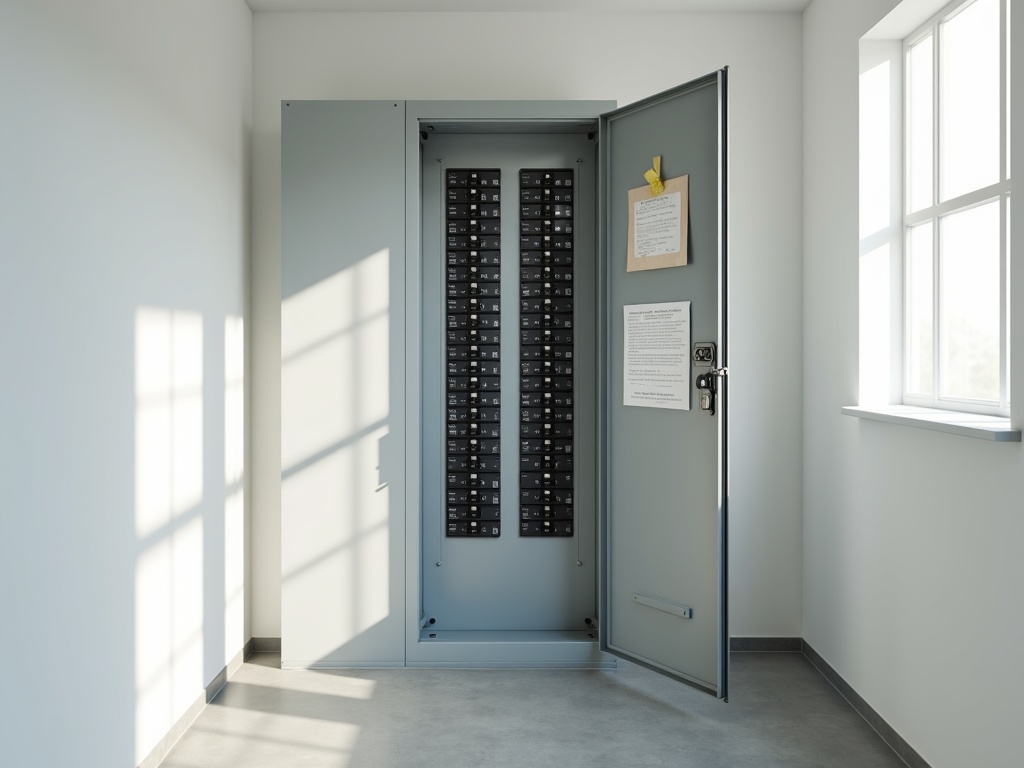 A completed fuse box to breaker panel conversion showing a fully organized modern circuit breaker panel with a neatly updated directory inside an Arizona home utility room