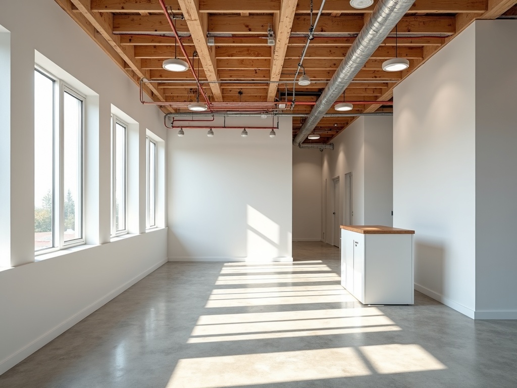 Organized electrical rough-in wiring and conduit installed throughout a medical office corridor as part of a professional office build-out electrical services project in Maricopa County