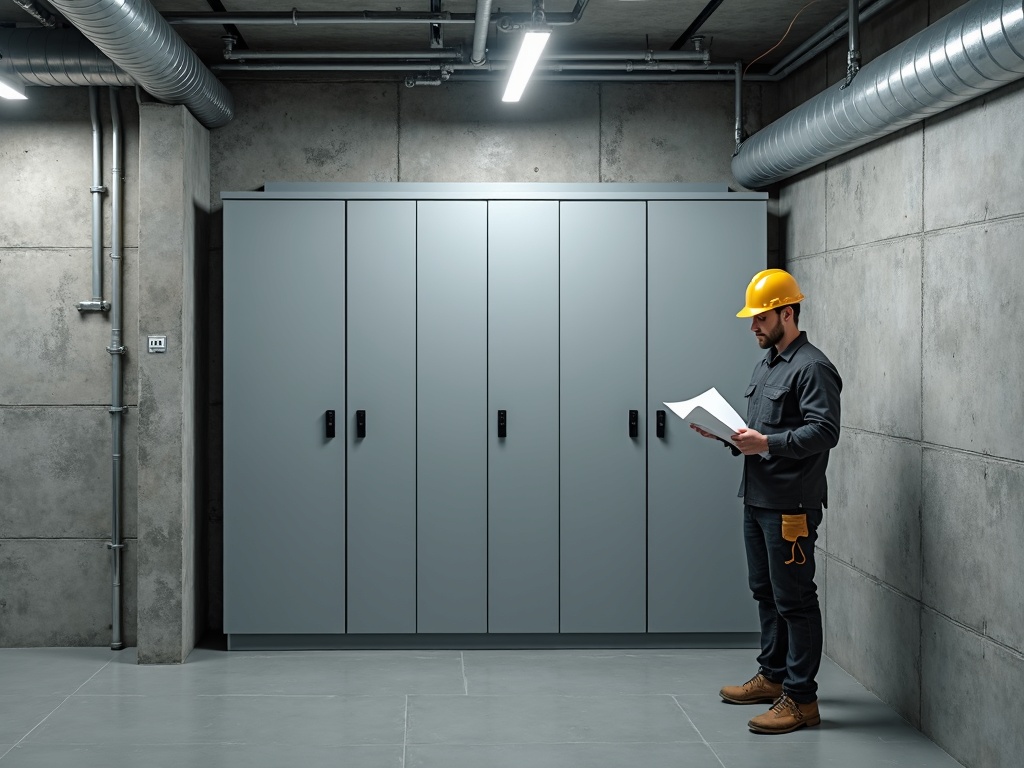 Electrical Troubleshooting & Code Correction Repairs A licensed electrician reviewing a commercial panel during electrical troubleshooting and code correction repairs at a business facility in Maricopa County, AZ