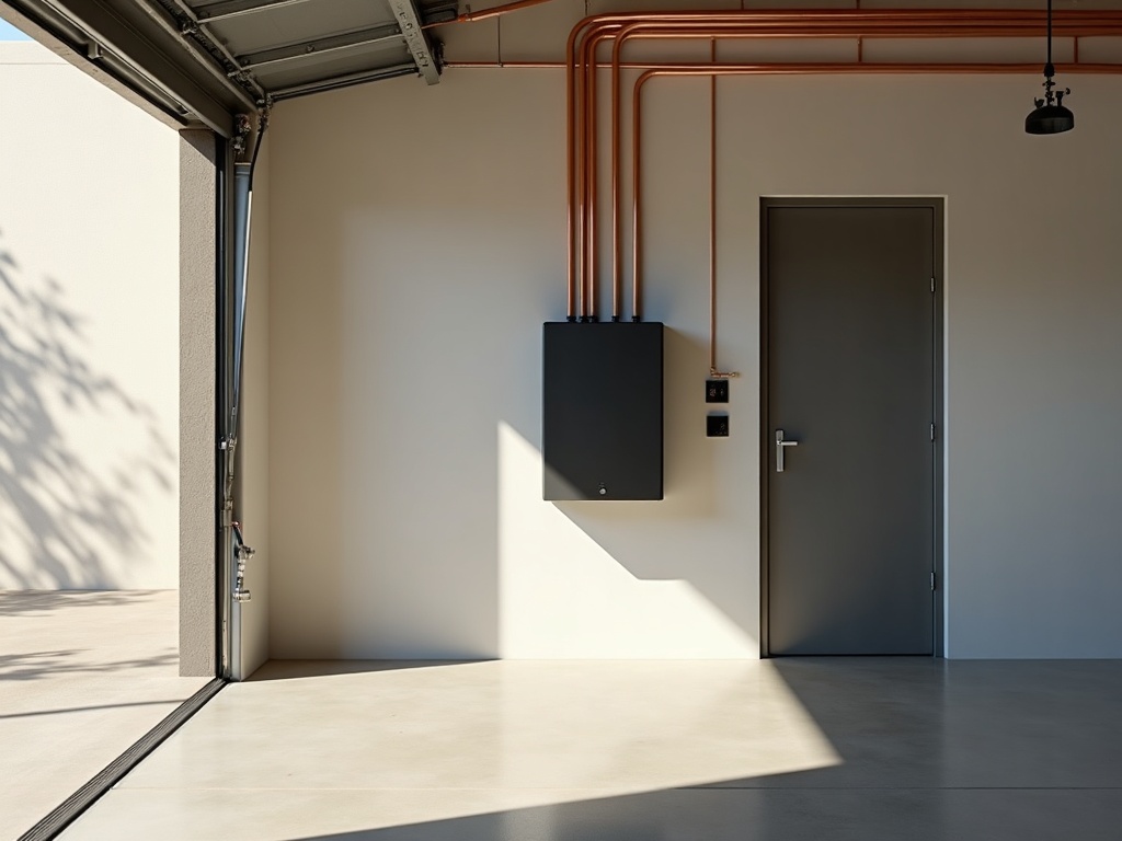 Whole-Home Backup Power A home battery storage unit mounted beside an electrical panel as part of a whole-home backup power system installation in an Arizona garage