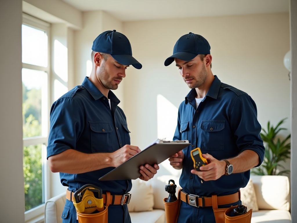 Professional electricians completing a final safety inspection after delivering aluminum wiring replacement home electrical services in a Scottsdale area residence