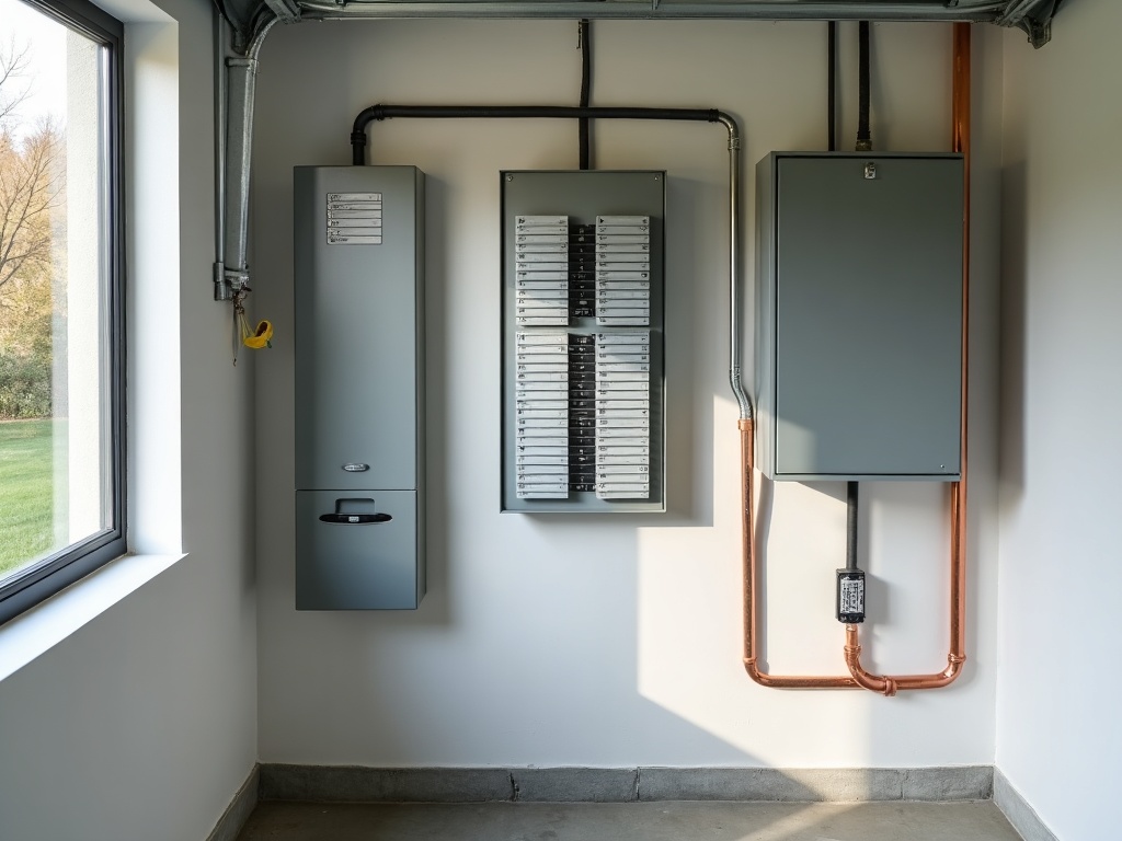 Smart Home Wiring & Automation A residential electrical panel and wall-mounted home battery backup system wired by professionals as part of a comprehensive smart home wiring and automation services upgrade in a Maricopa County home.