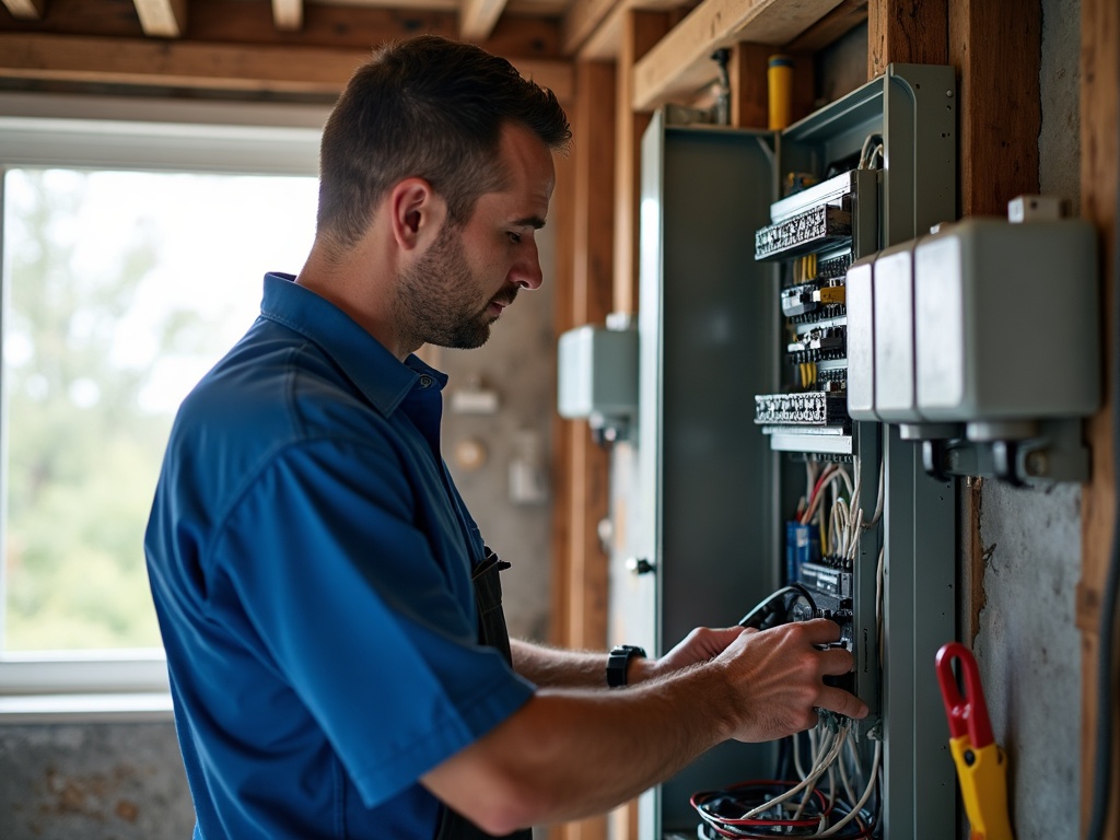 A licensed electrician connecting an automatic transfer switch as part of a standby generator installation in a Scottsdale home