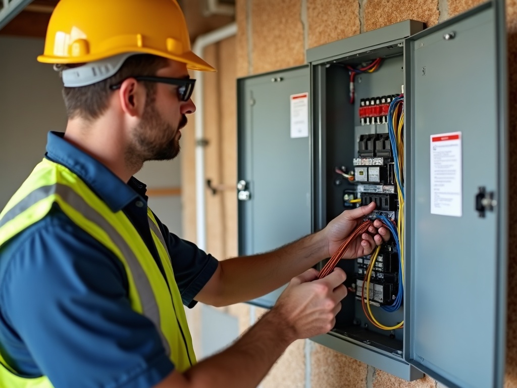 Whole-Home Generator Backup Power A licensed electrician wiring an automatic transfer switch as part of a whole-home generator backup power installation in a Scottsdale Arizona residential garage