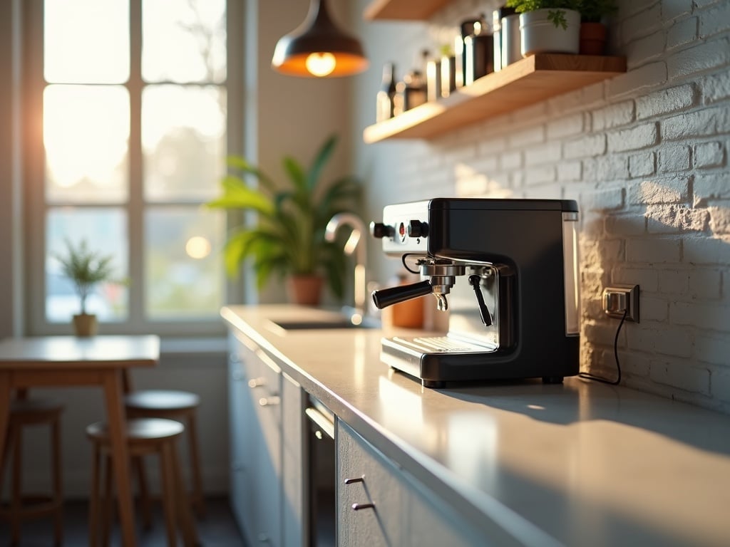 A licensed electrician completing electrical contractor for coffee shop panel work, installing dedicated circuit breakers inside a modern café buildout