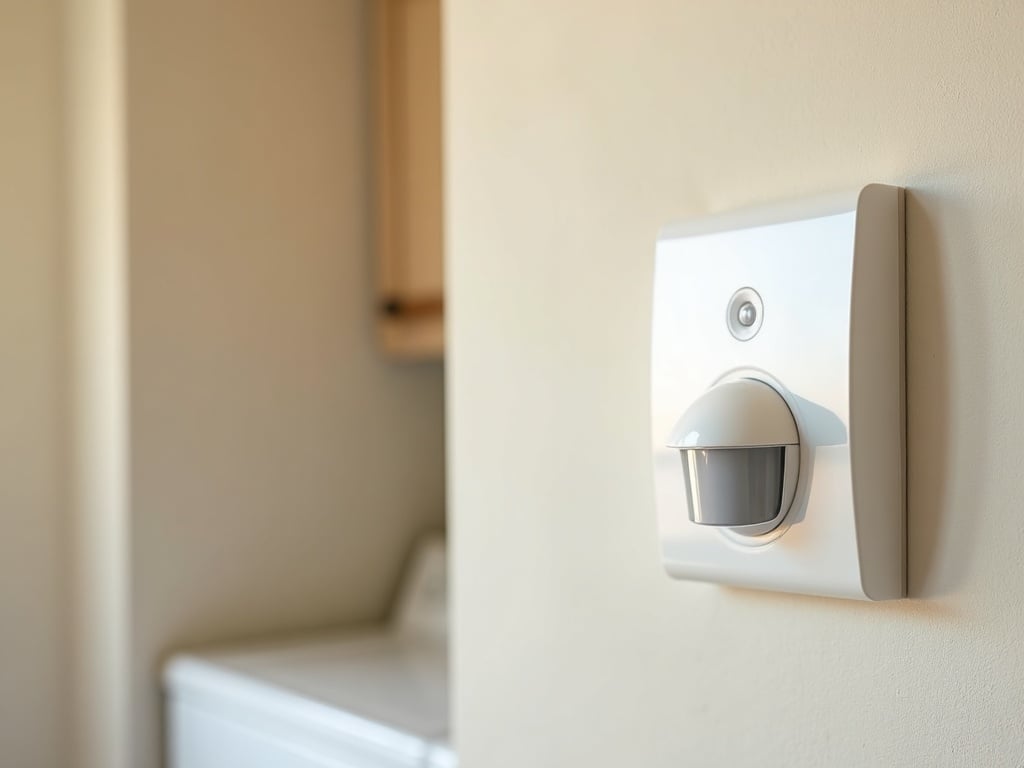 Licensed electrician performing occupancy sensor switch installation in a modern occupancy sensor switch installation project inside a Scottsdale home hallway