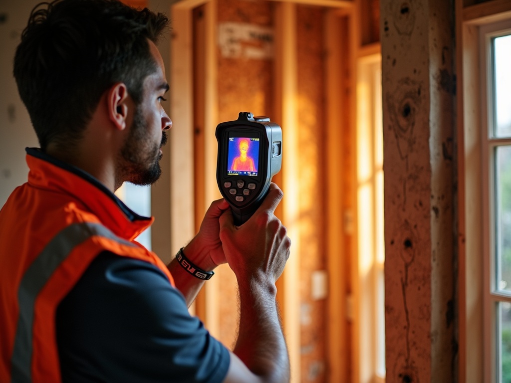 A licensed electrician inspecting pest damage wiring repair inside an Arizona home attic, with chewed cable insulation visible under flashlight