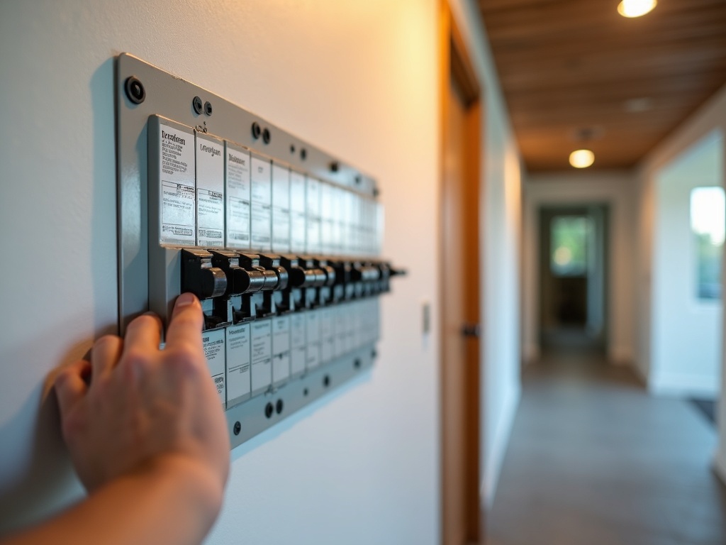 A licensed electrician using thermal imaging to inspect a residential electrical panel — checking the lifespan of electrical panel components in an Arizona home