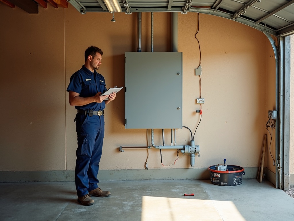 A licensed electrician using thermal imaging to inspect a residential electrical panel — checking the lifespan of electrical panel components in an Arizona home