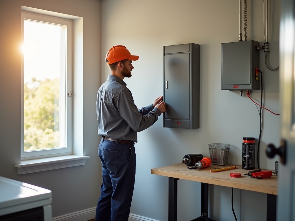 Backup Power for Medical Equipment at Home: What You Need Before the Grid Goes Down A licensed electrician installing a backup power for medical equipment system next to a residential electrical panel in a Scottsdale home utility room.