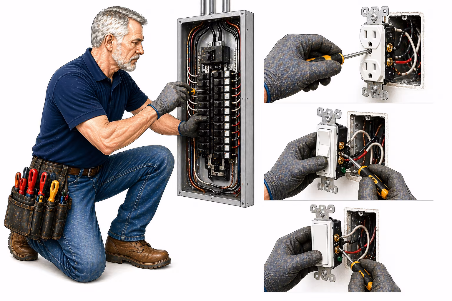 Services breaker switch outlet repair