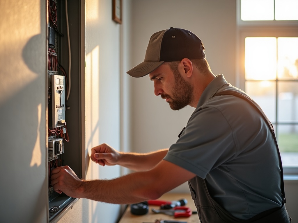Aluminum Wiring in Arizona Homes: Why Insurance Companies Are Worried A licensed electrician inspecting aluminum wiring inside a residential panel — the aluminum wiring insurance problem made visible in a aluminum wiring insurance problem assessment