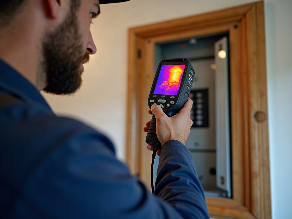 Lights Flickering in One Room? Here's How to Track Down the Cause A licensed electrician using a thermal imaging camera to diagnose a flickering lights electrical problem at a residential panel in Scottsdale, AZ.