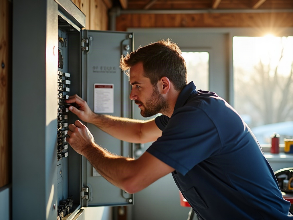 A licensed electrician inspecting a residential electrical panel for what is a double tapped breaker during a panel safety check in a Scottsdale home