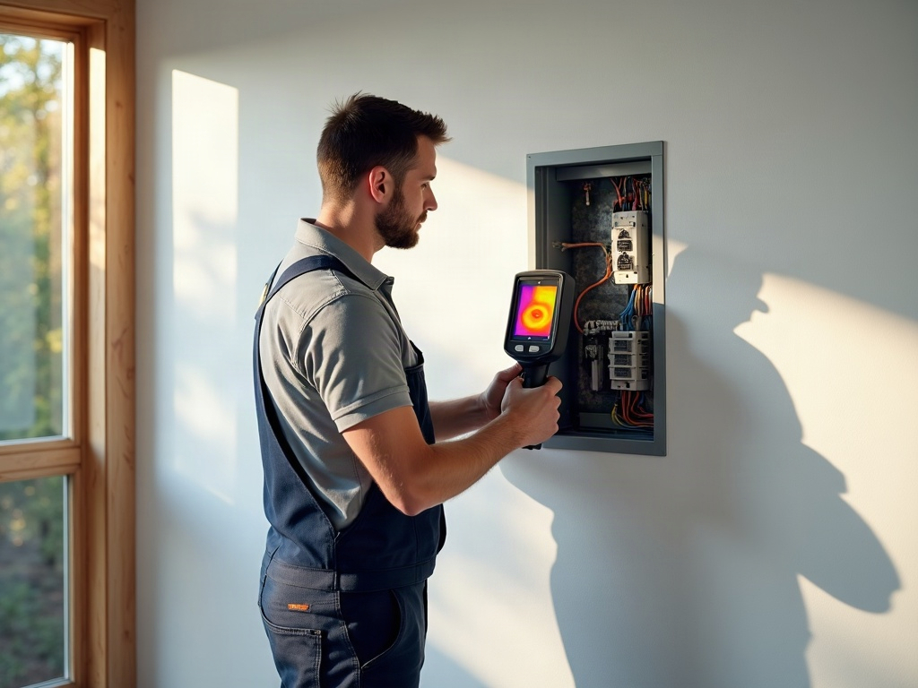 A licensed electrician inspecting a residential breaker panel for signs of what is a double tapped breaker during a panel safety check in a Scottsdale home.