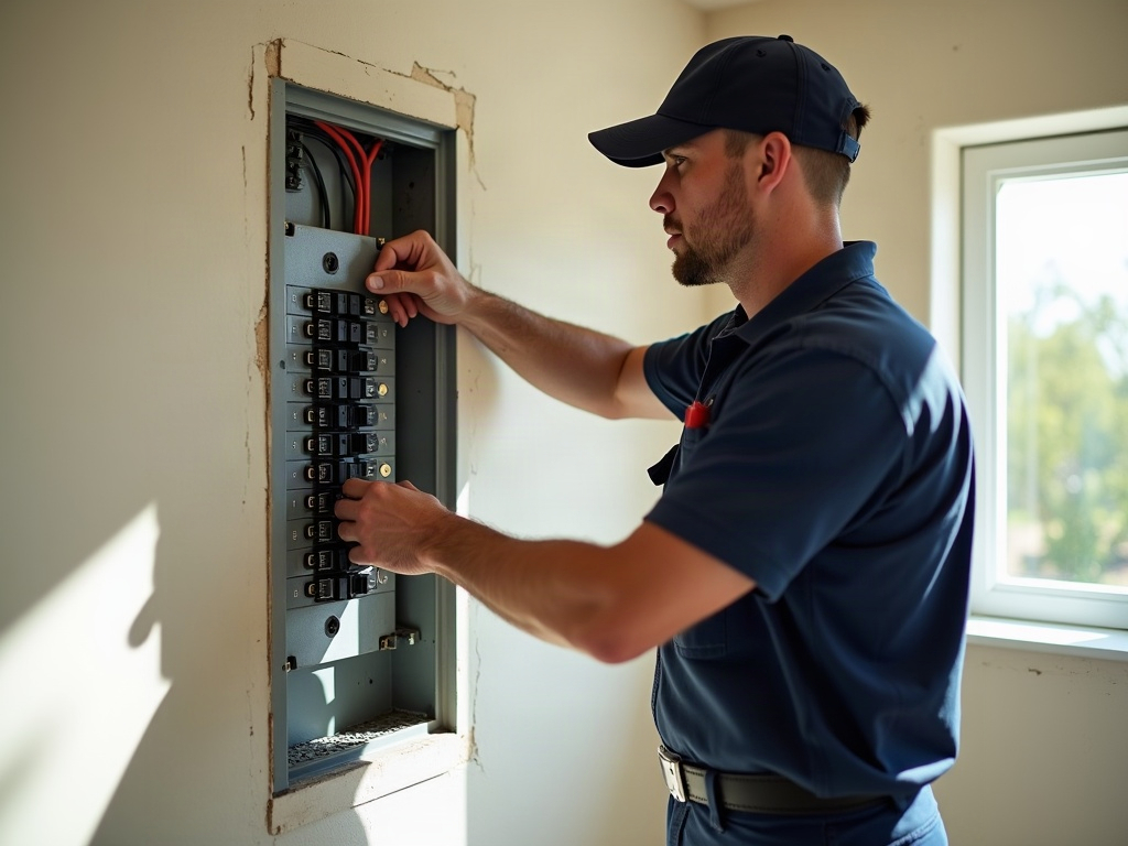 A licensed electrician inspecting a Federal Pacific Stab-Lok panel in an Arizona home — understanding what is a Stab-Lok panel starts with seeing one up close.