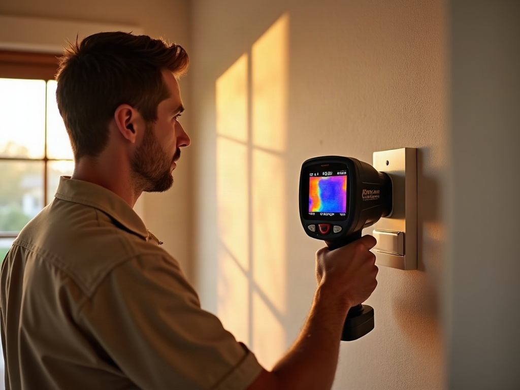 A licensed electrician inspecting a residential breaker panel to help a homeowner answer should I replace or repair my electrical panel