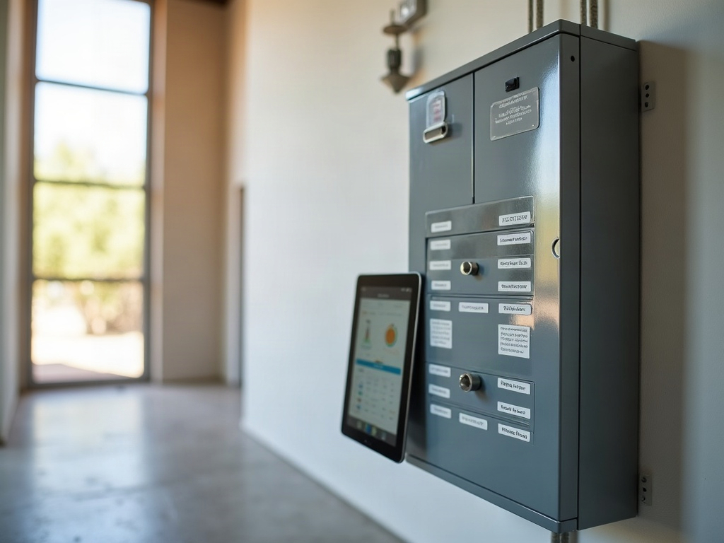 Span and Siemens Smart Panels: What the Upgrade Actually Gets You A licensed electrician completing a Siemens smart panel upgrade inside a bright, modern Scottsdale home garage with tools and permits on the work surface