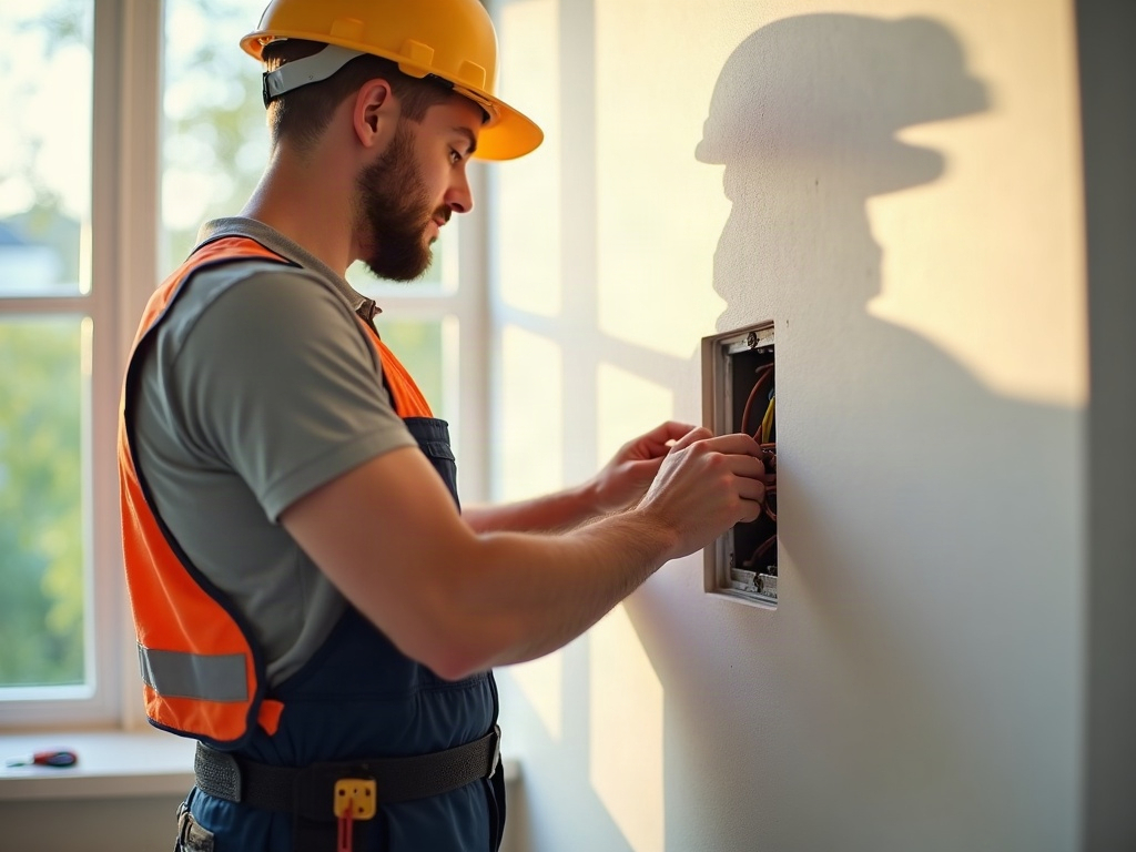 Voice-Controlled Lighting: What the Wiring Side of a Smart Lighting Setup Actually Looks Like A licensed electrician performing voice control lighting wiring inside a smart switch box in a modern residential home