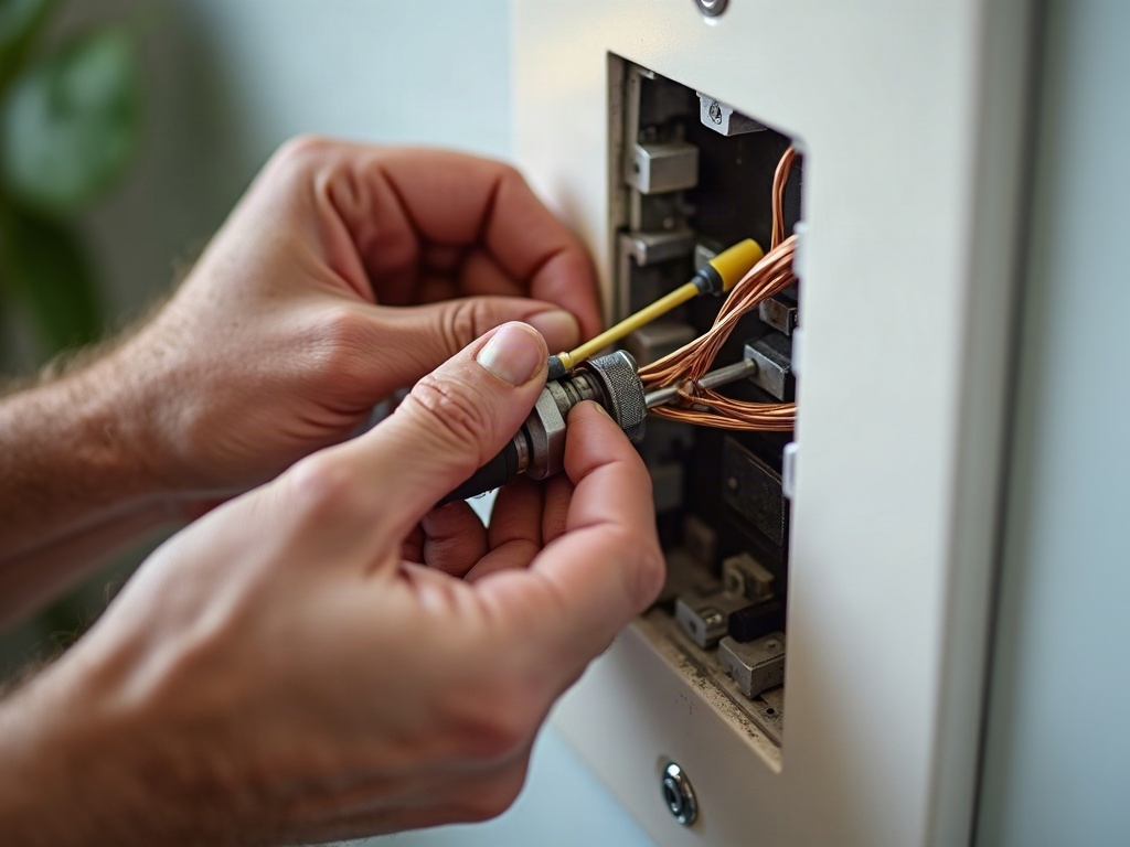 Voice-Controlled Lighting: What the Wiring Side of a Smart Lighting Setup Actually Looks Like A licensed electrician performing voice control lighting wiring inside a smart switch box in a modern residential home