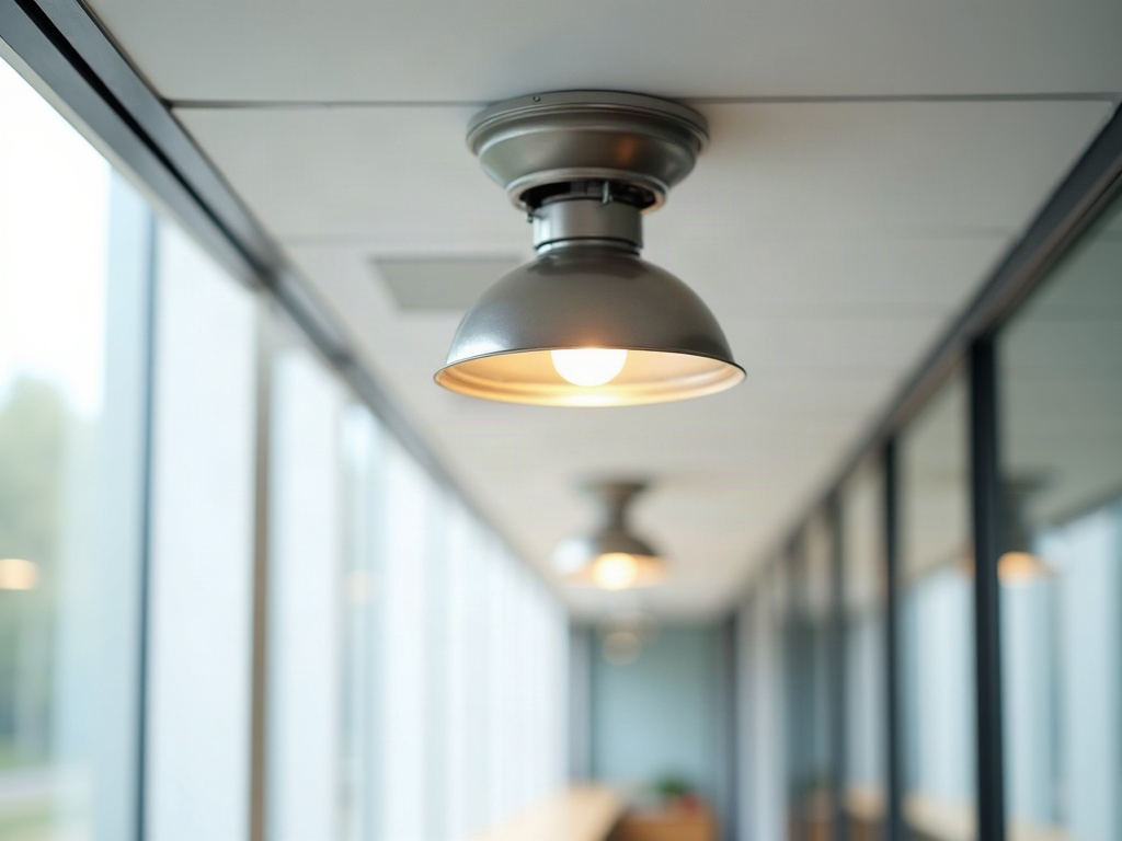 Emergency Lighting That Passes Inspection: What Code Requires in Arizona A licensed electrician performing emergency lighting installation in a commercial corridor with an illuminated exit sign visible in the background