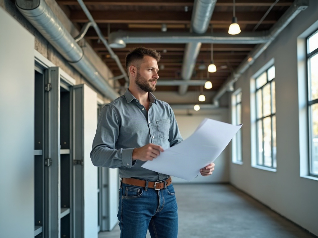Emergency Lighting That Passes Inspection: What Code Requires in Arizona A licensed electrician performing emergency lighting installation in a commercial corridor with an illuminated exit sign visible in the background