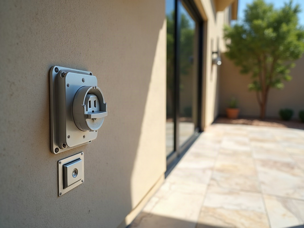 Outdoor Kitchen Electrical: What It Costs and What You Can't Skip A licensed electrician installing weatherproof GFCI outlets and conduit for the cost to install outdoor kitchen electrical in an upscale Scottsdale backyard