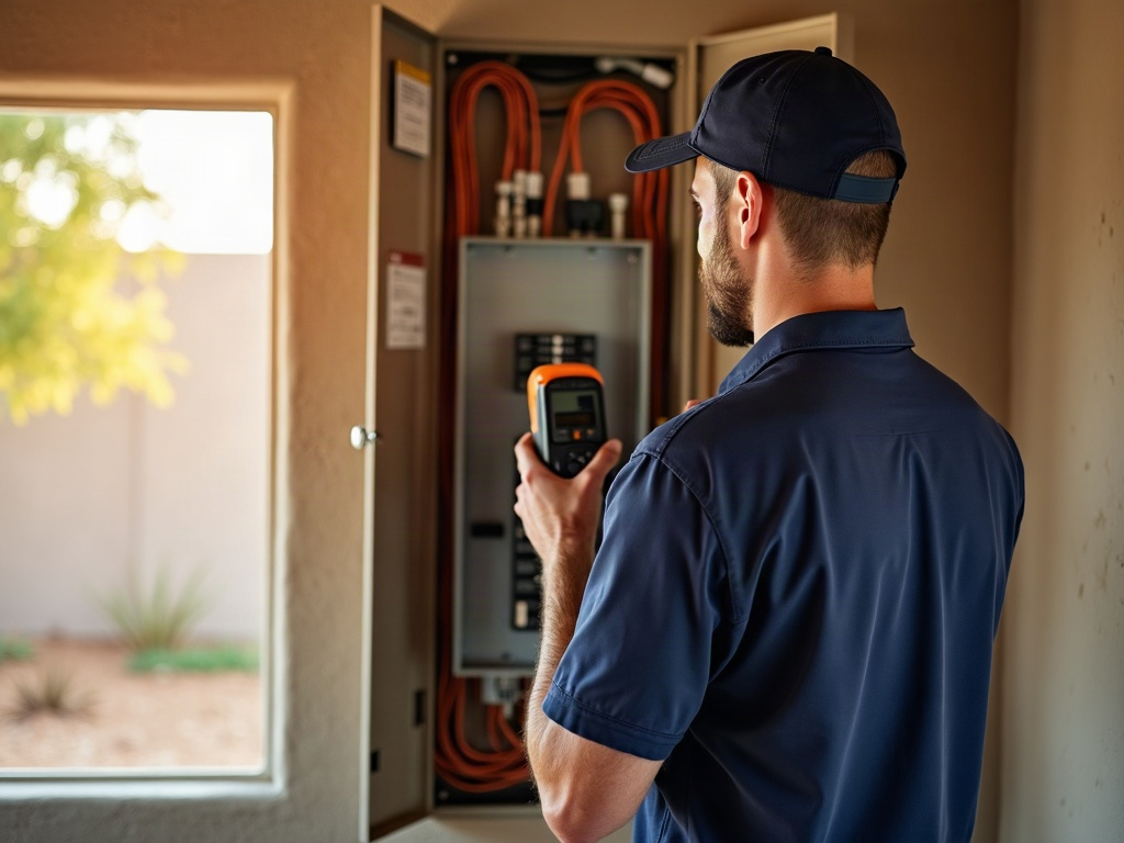 Crackling or Buzzing Sound Coming From Your Panel? Don't Wait to Find Out Why A licensed electrician using a thermal imaging camera to diagnose an electrical panel making crackling noise inside a Scottsdale home