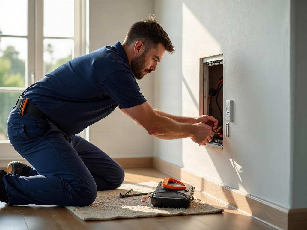 Intermittent Power at an Outlet: Why It Comes and Goes and What's Really Going On A licensed electrician inspecting wiring inside an open outlet box to diagnose intermittent power at outlet in a Scottsdale home