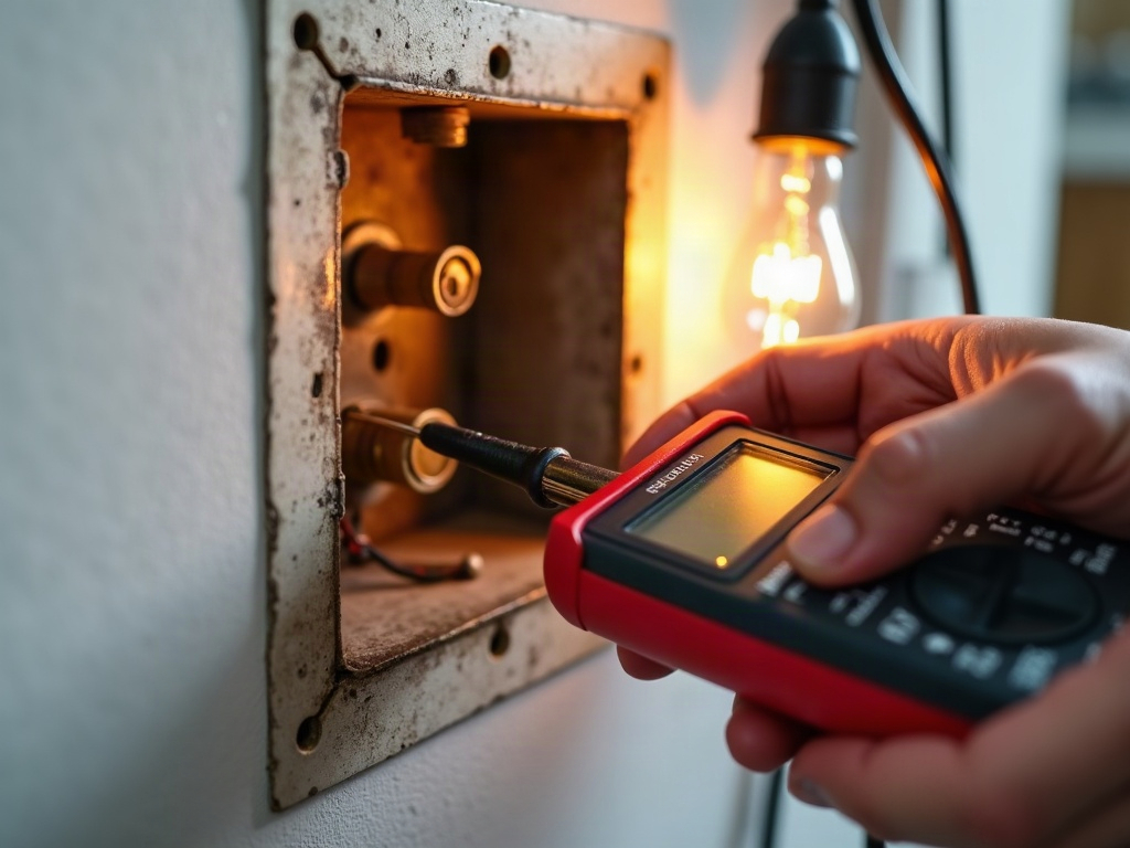 Intermittent Power at an Outlet: Why It Comes and Goes and What's Really Going On A licensed electrician inspecting wiring inside an open outlet box to diagnose intermittent power at outlet in a Scottsdale home